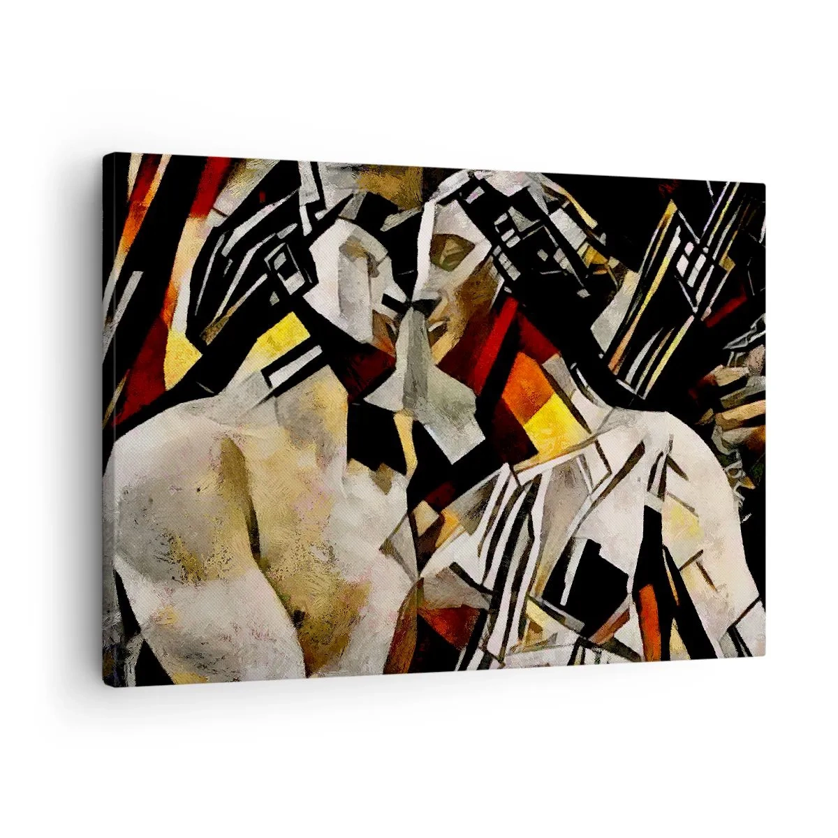 Canvastavla - Bild på duk - Abstrakt komposition med silhuetter i dynamisk form - 70x50cm - Statykyss - Modern väggdekoration för vardagsrum och sovrum ARTTOR