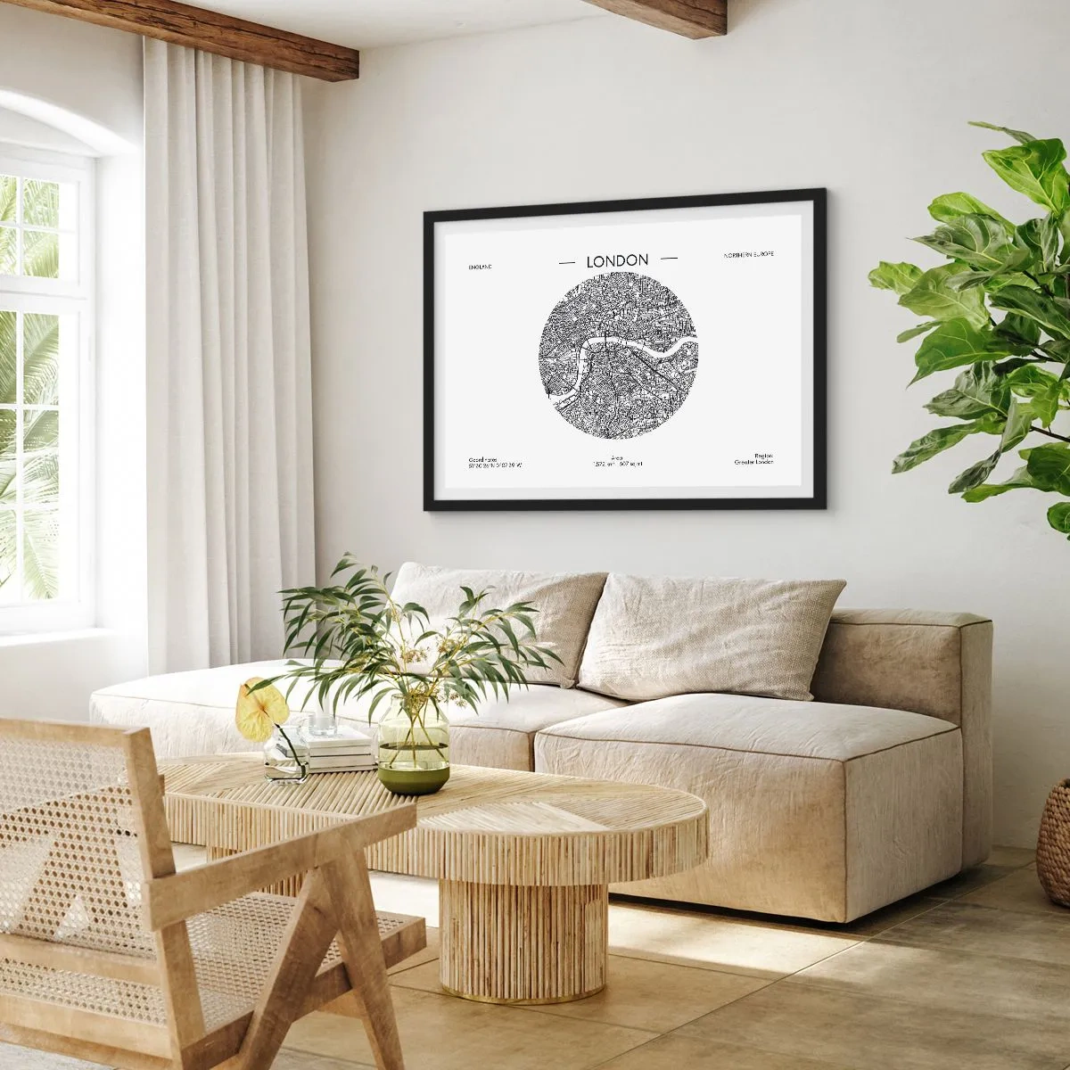 Affisch i svart ram - Londons anatomi - 100x70 cm
