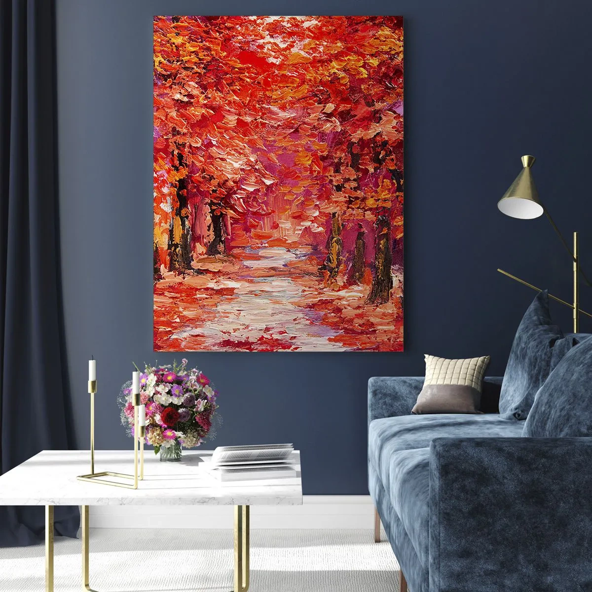 Glastavla - Bild på glas - Höstimpresion - 50x70 cm