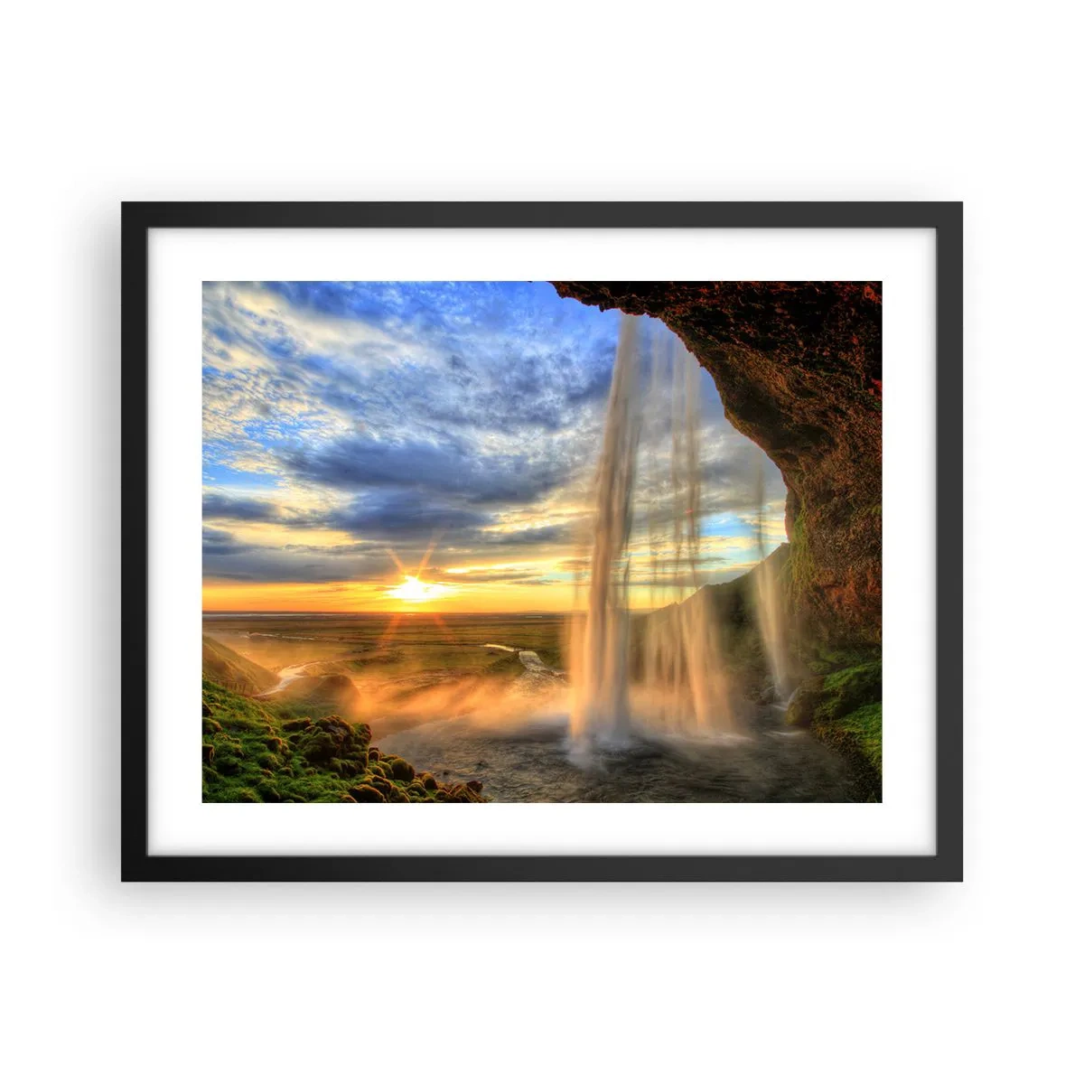 Affisch i svart ram - Världen bakom ridå av droppar - 50x40 cm