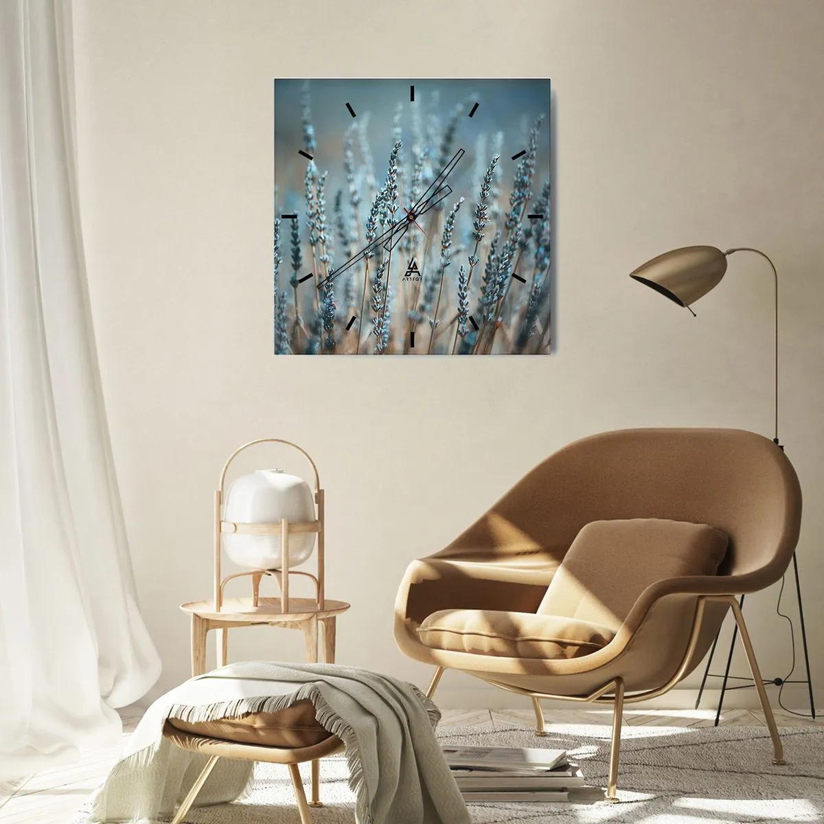 Väggklocka - Klocka på glas - Doftande åkermark - 30x30 cm