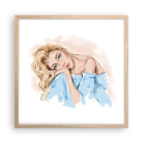 Affisch i ram av ljusek - Drömmande i blått - 50x50 cm