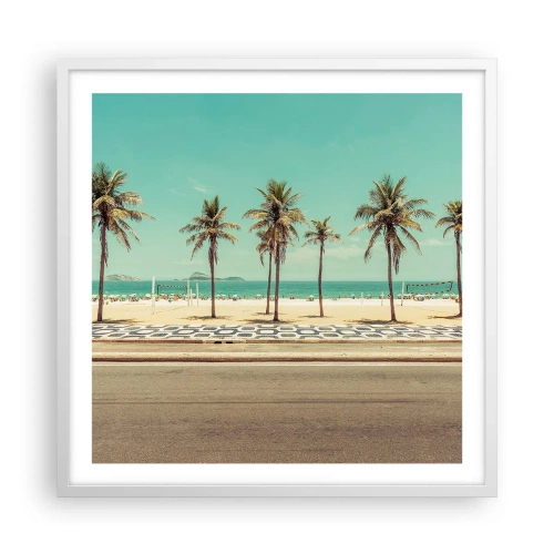 Affisch i vit ram - På stranden - 60x60 cm