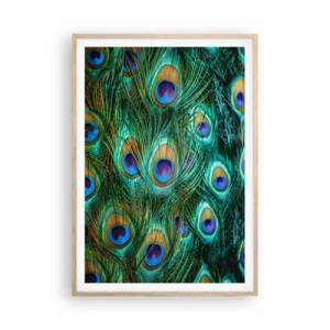 Affisch i ram av ljusek - Påfågels blick - 70x100 cm