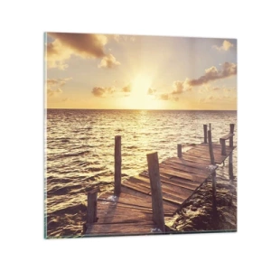 Glastavla - Bild på glas - Gyllene mildhetslandskap - 70x70 cm