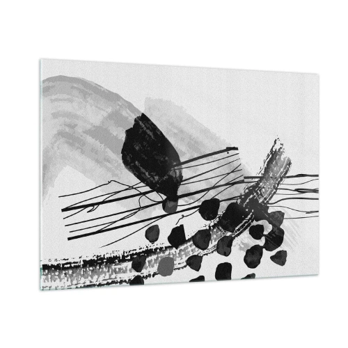 Glastavla - Bild på glas - Svartvit organisk abstraktion - 100x70 cm