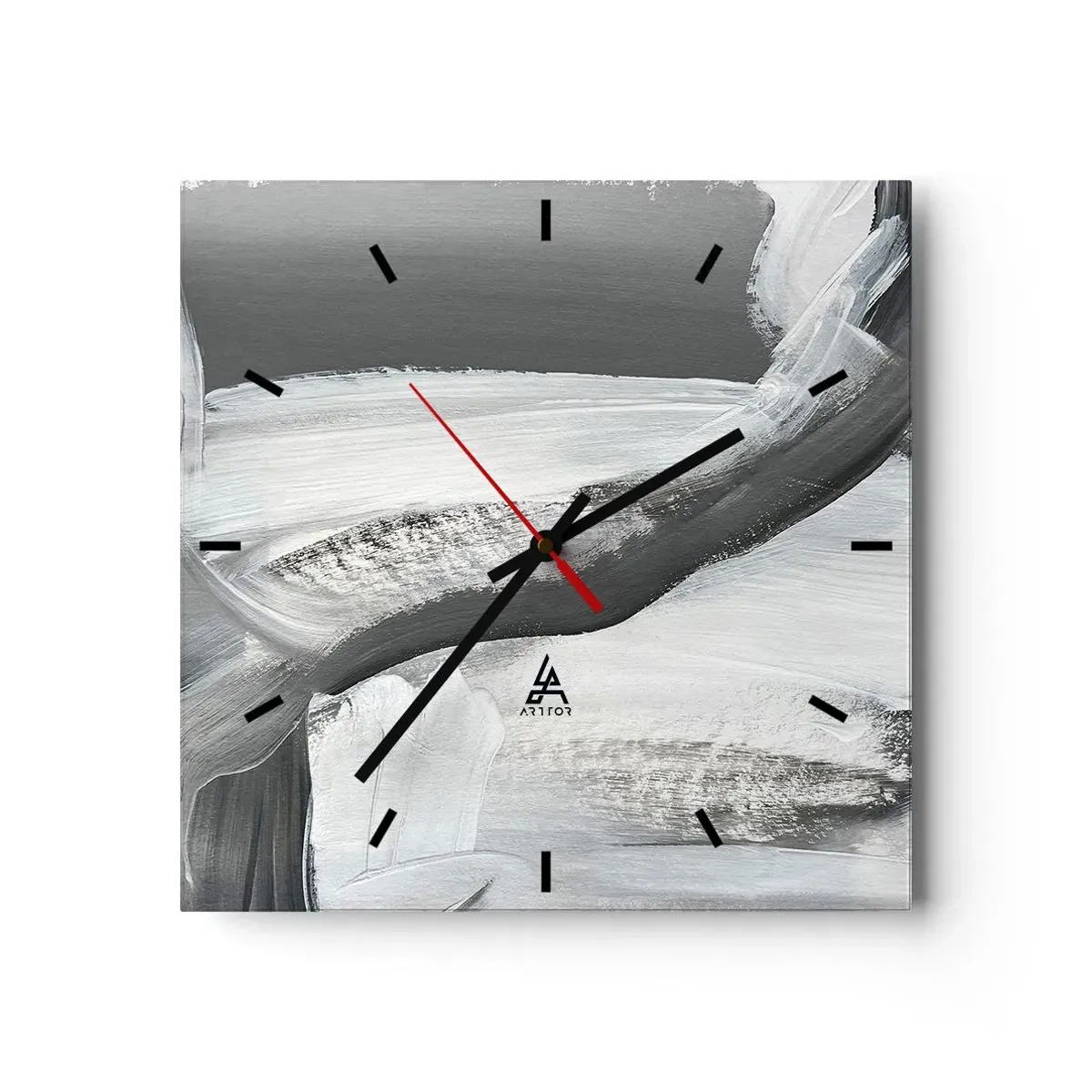 Väggklocka - Klocka på glas - Med bestämd rörelse - 40x40 cm