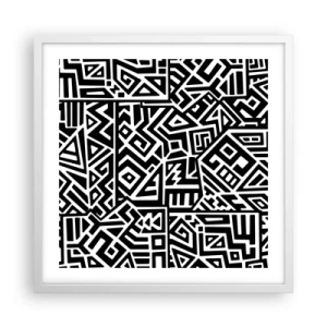Affisch i vit ram - Prekolumbisk komposition - 50x50 cm