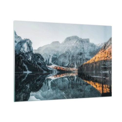 Glastavla - Bild på glas - Spegellandskap - 100x70 cm