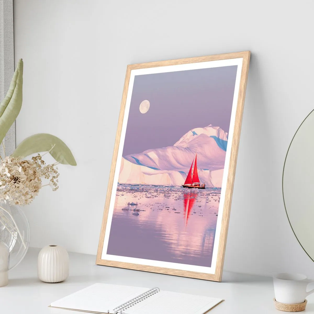 Affisch i ram av ljusek - Seglens glöd, isens kyla - 70x100 cm