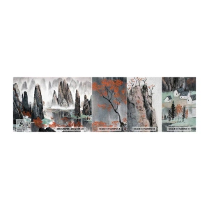 Provbit av fototapet Premium Canvas - Mäktiga vakter - Abstraktion, Fantasi, Landskap - 100x30 cm