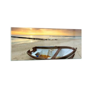 Glastavla - Bild på glas - Det finns inga vackrare stränder - 100x40 cm