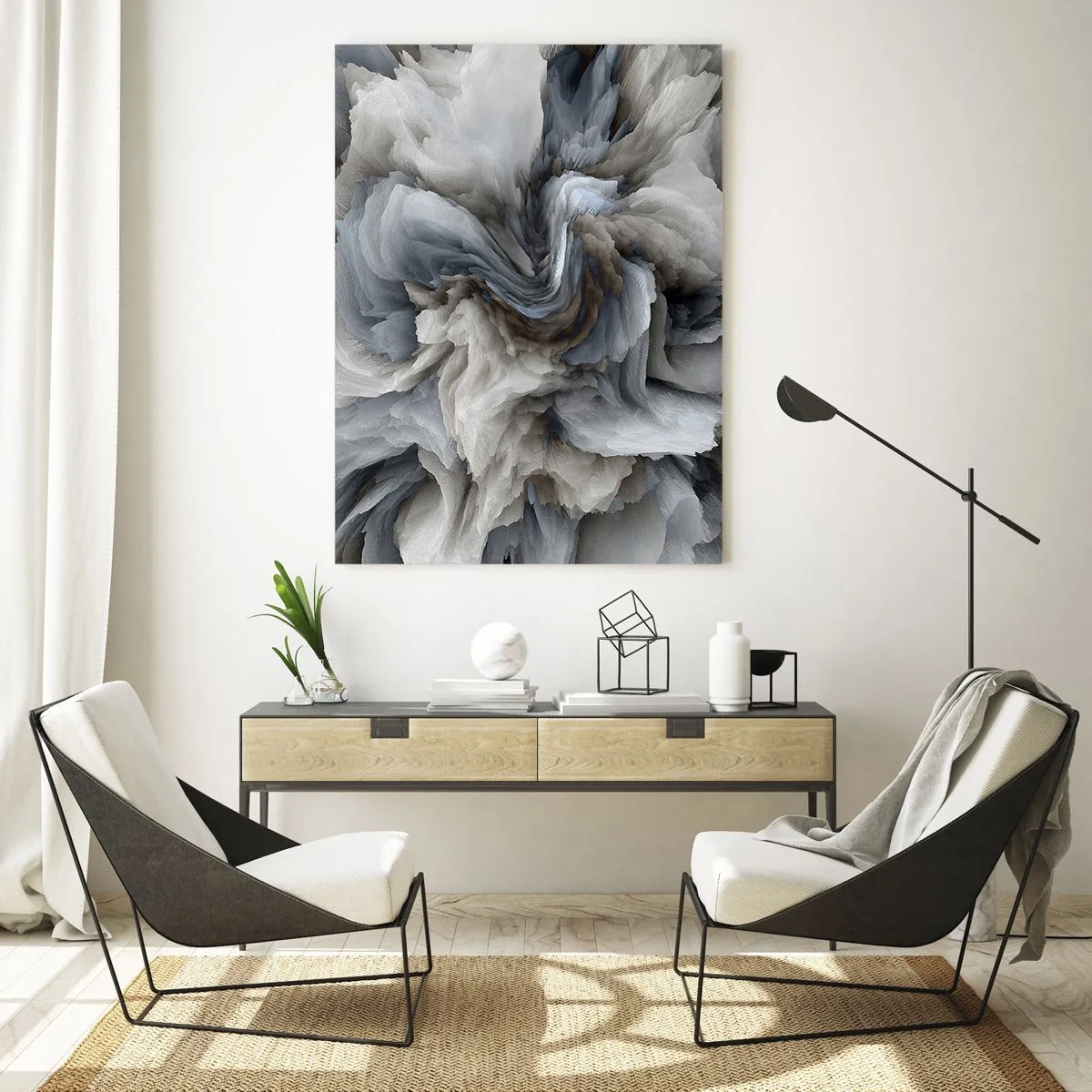 Glastavla - Bild på glas - Sten och blomma - 50x70 cm