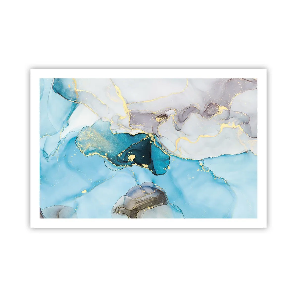 Affisch - Studie över mötet mellan grå och turkos - 91x61 cm
