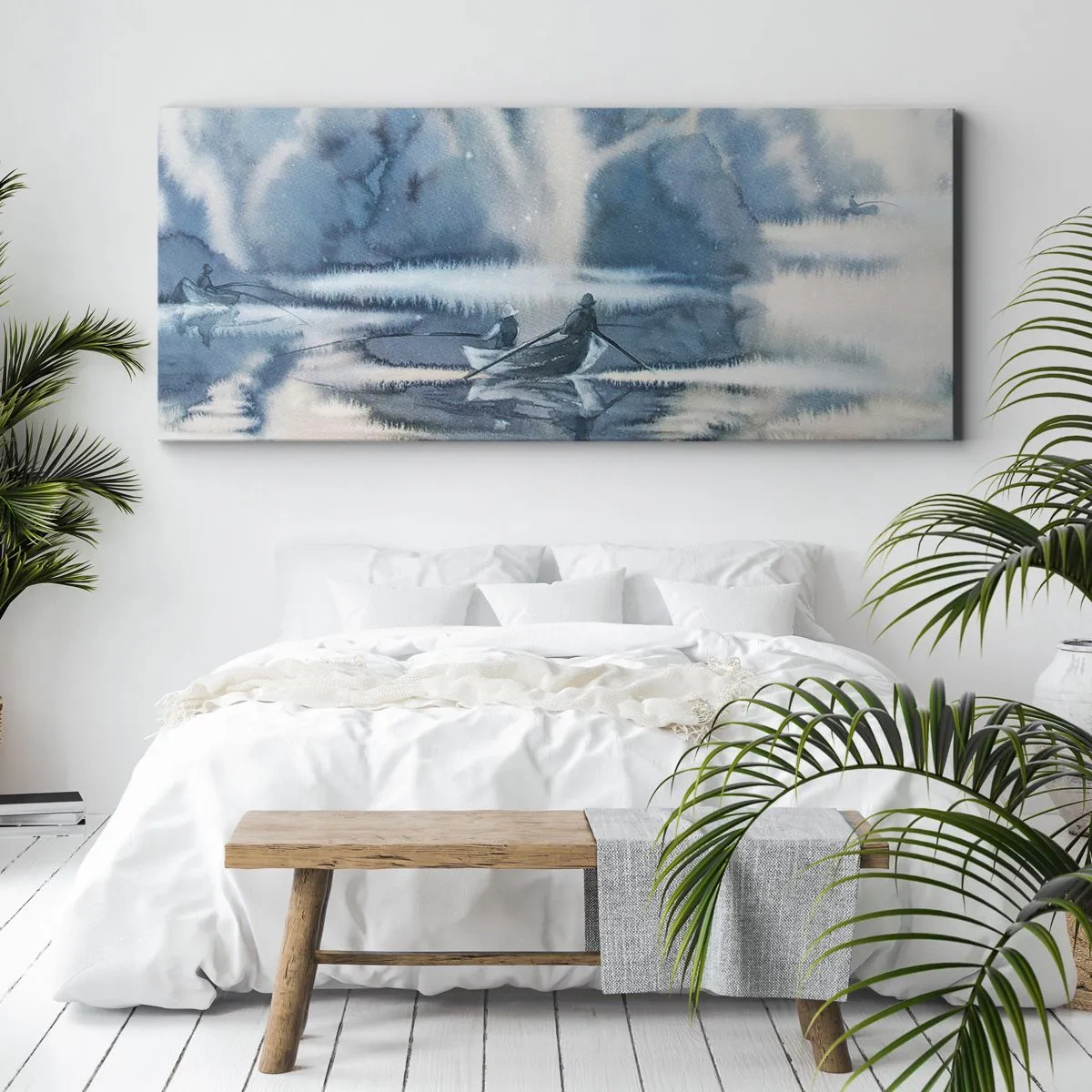 Canvastavla - Bild på duk - Sportfiskare i sitt paradis - 100x40 cm