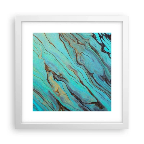 Affisch i vit ram - Turkost tidvatten - 30x30 cm