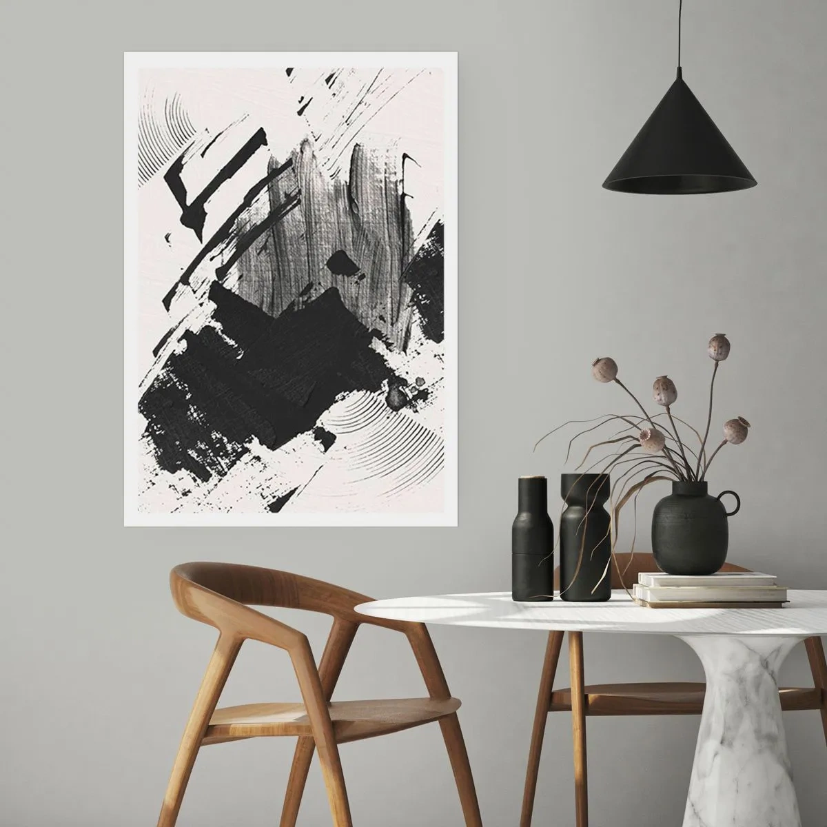 Affisch - Abstraktion - uttrycket av svart - 70x100 cm