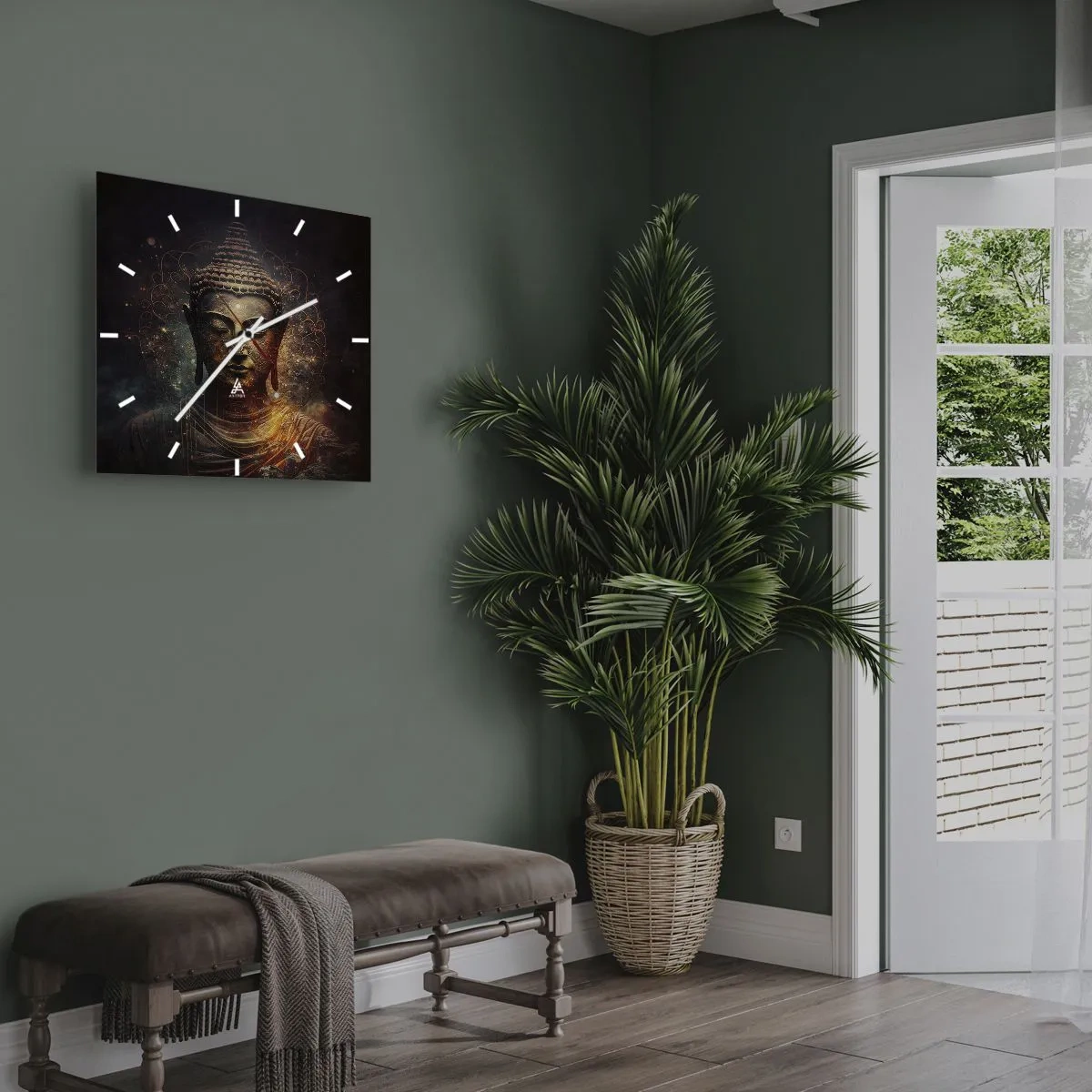 Väggklocka - Klocka på glas - Andlig balans - 40x40 cm