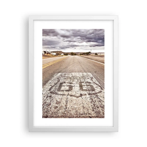 Affisch i vit ram - Mother Road - amerikanska legenden - 30x40 cm