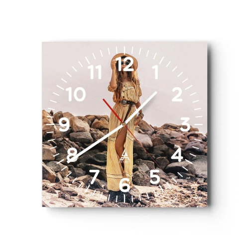 Väggklocka - Klocka på glas - Stenarnas magi - 40x40 cm