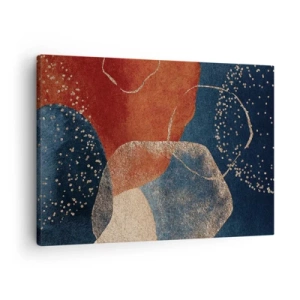 Canvastavla - Bild på duk - Abstrakta former i nyanser av rött och blått - 70x50cm - Existensens lätthet - Modern väggdekoration för vardagsrum och sovrum ARTTOR