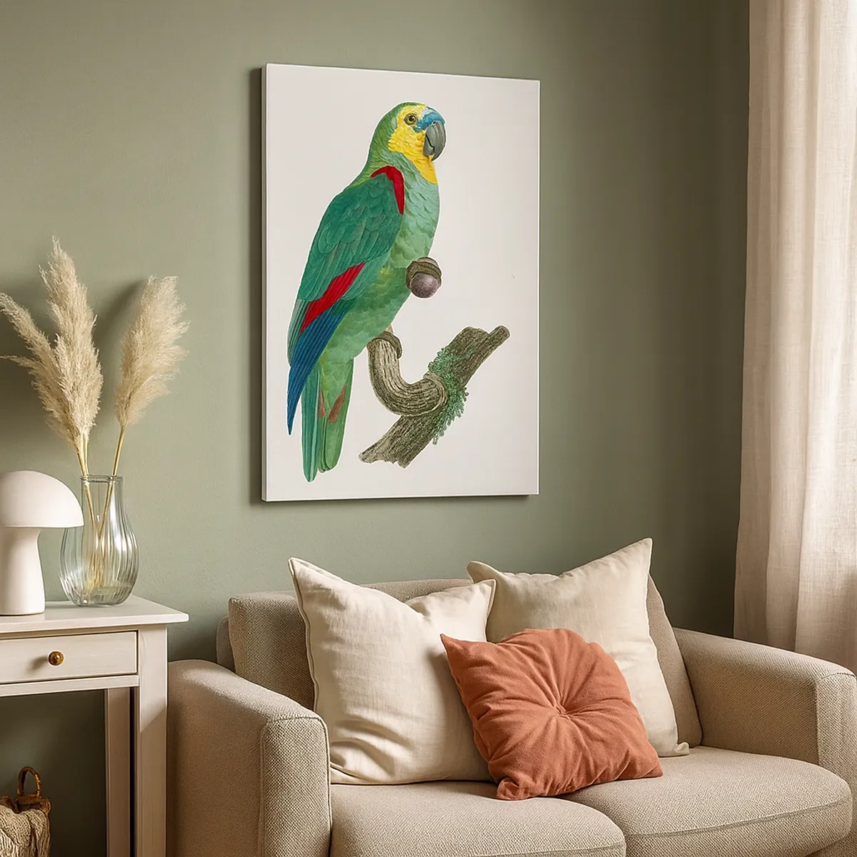 Canvastavla - Bild på duk - Porträtt av papegoja - 50x70 cm