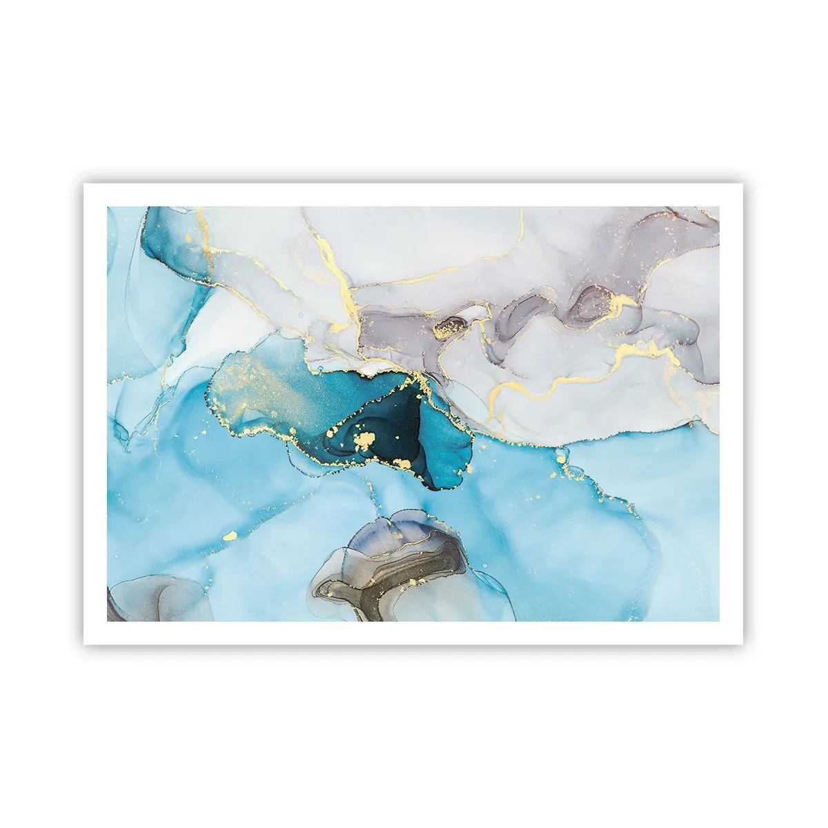 Affisch - Studie över mötet mellan grå och turkos - 100x70 cm