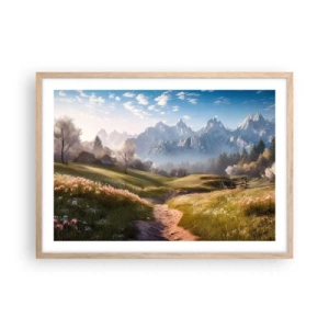 Affisch i ram av ljusek - Idyllisk dal - 70x50 cm
