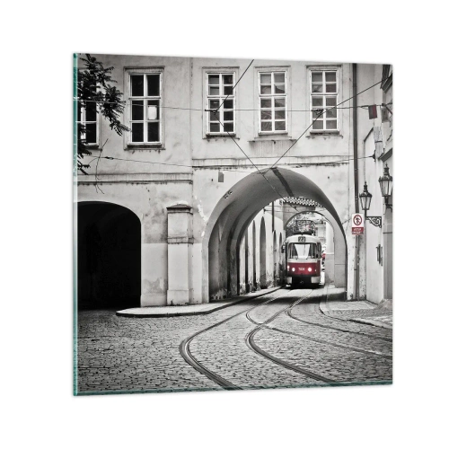 Glastavla - Bild på glas - Genom stadens labyrint - 50x50 cm