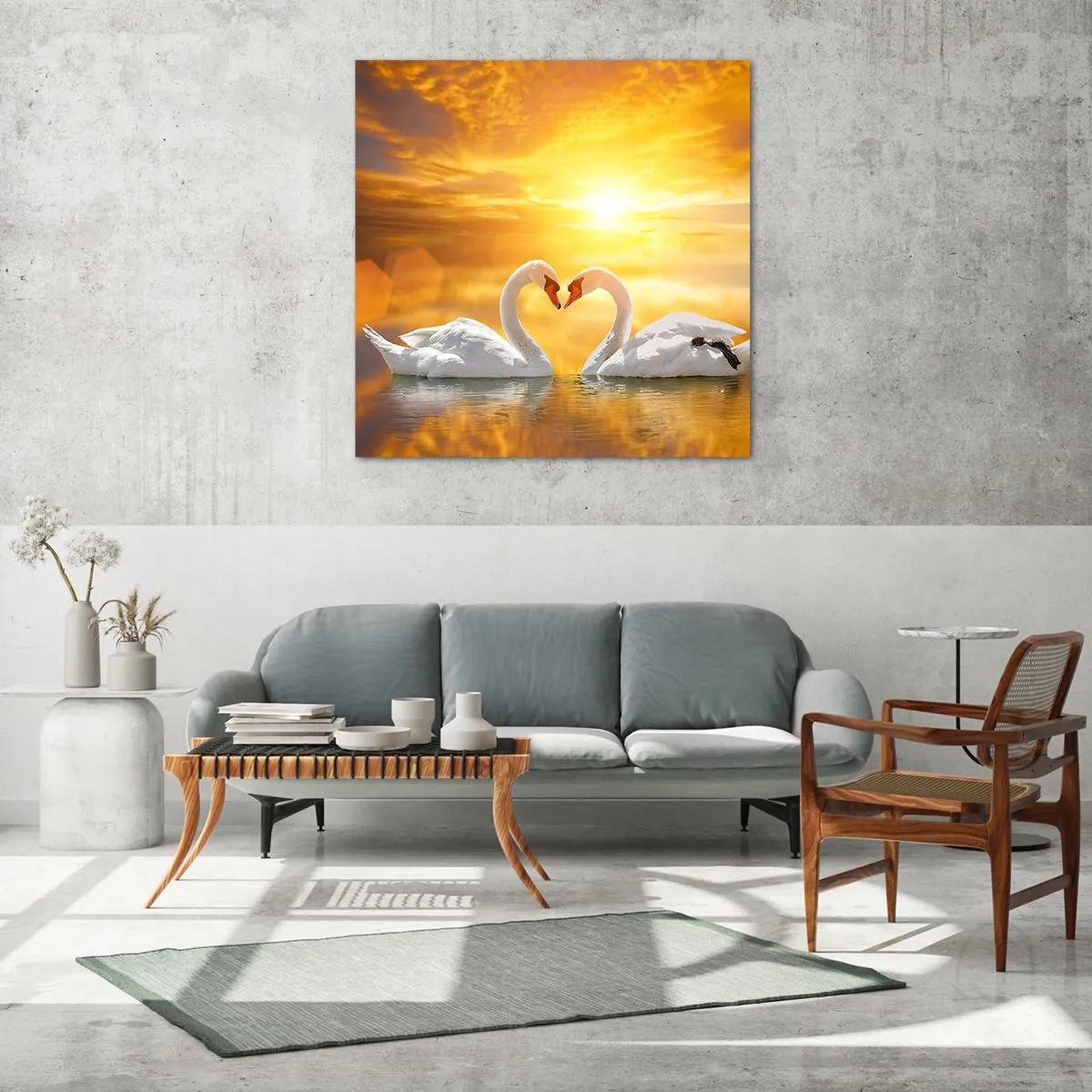 Glastavla - Bild på glas - Hjärta är det vackraste ordet i världen - 30x30 cm