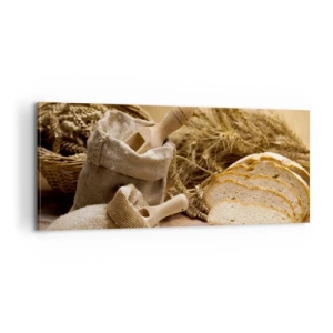 Canvastavla - Bild på duk - Skivat bröd - 100x40 cm