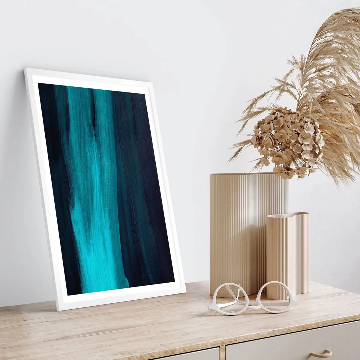 Affisch i vit ram - Flyt med strömmen - 70x100 cm