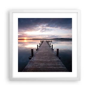 Affisch i vit ram - Den tysta gränsen mellan dag och natt - 40x40 cm