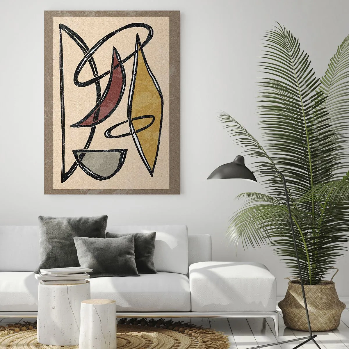 Glastavla - Bild på glas - Komposition - bågar och ovaler - 70x100 cm