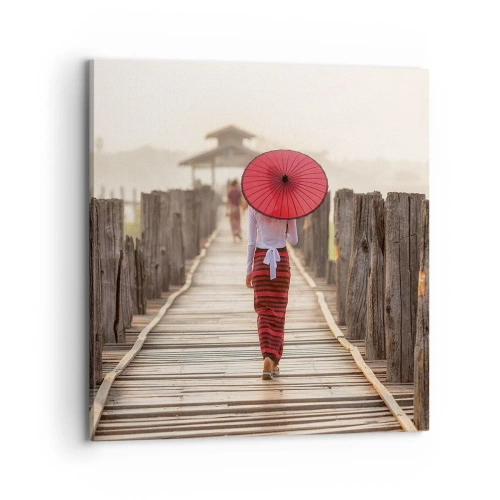 Canvastavla - Bild på duk - På den gamla bron - 70x70 cm
