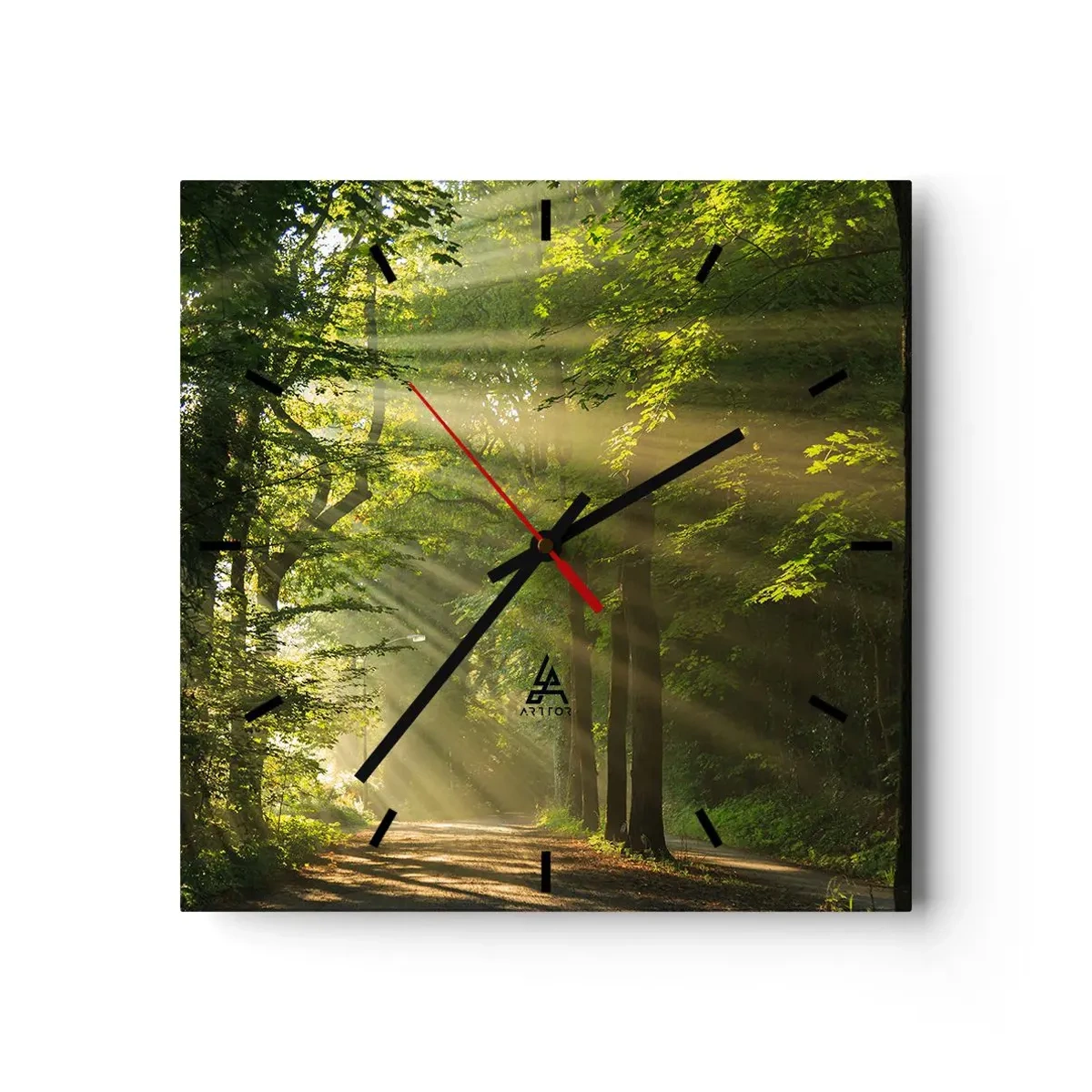 Väggklocka - Klocka på glas - En stund i skogen - 30x30 cm