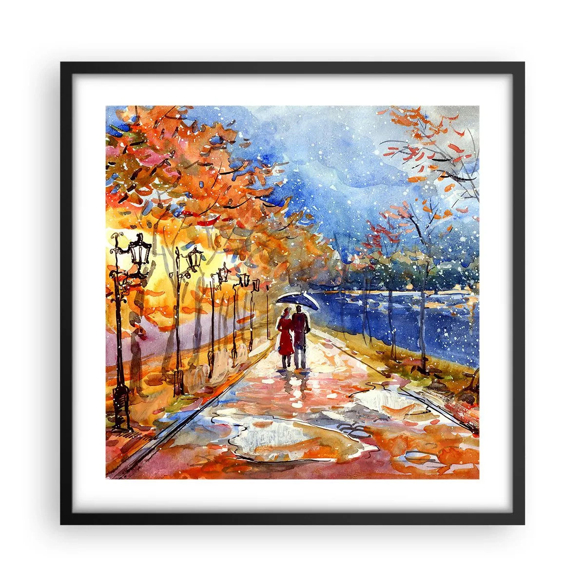 Affisch i svart ram - Tillsammans mot tidens gräns - 50x50 cm