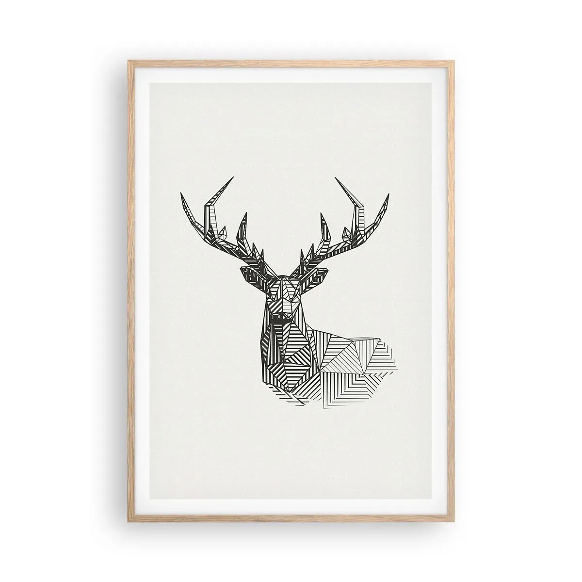 Affisch i ram av ljusek - Hjort i kubistisk stil - 70x100 cm