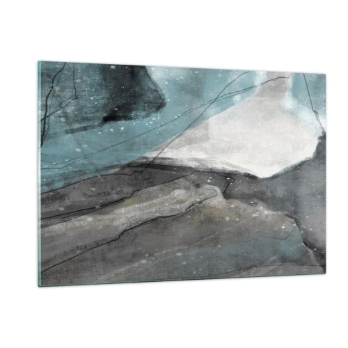 Glastavla - Bild på glas - Abstraktion: stenar och is - 120x80 cm