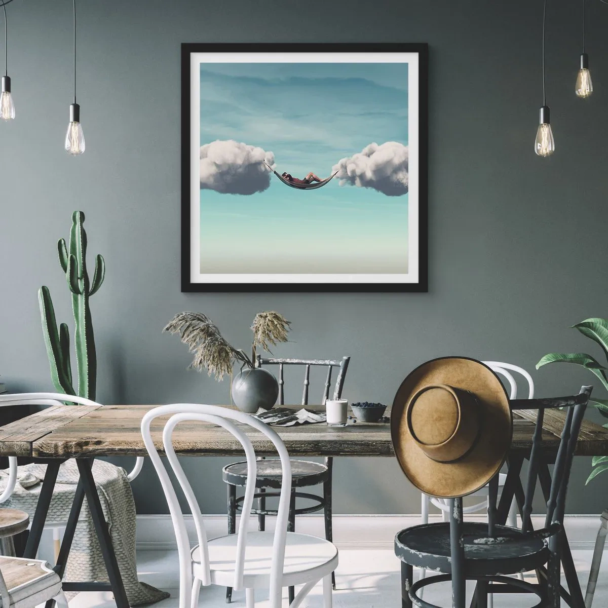 Affisch i svart ram - Stundens salighet - 60x60 cm