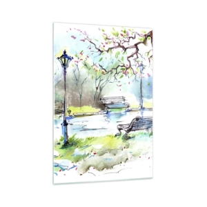 Glastavla - Bild på glas - Parktystnadens charm - 70x100 cm