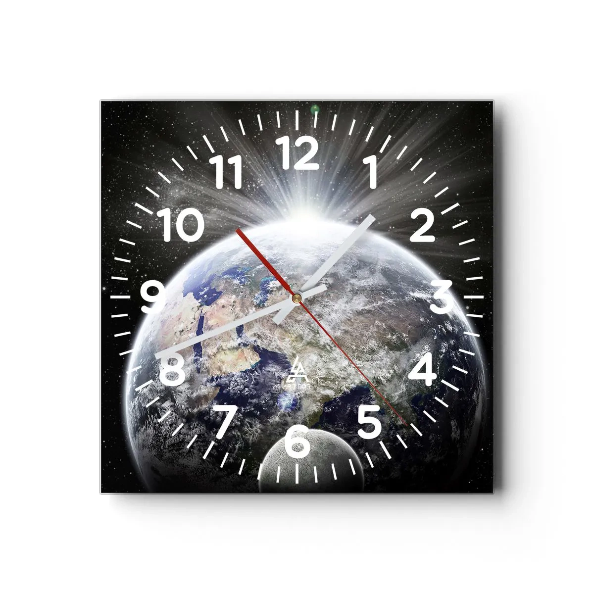 Väggklocka - Klocka på glas - I fullt sken - 40x40 cm