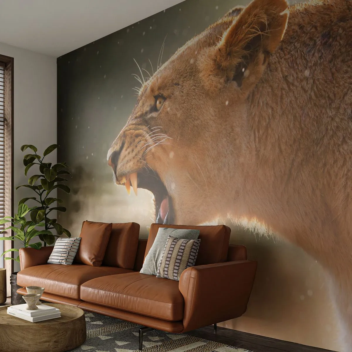 Fototapet Premium Canvas - Försök att inte lyssna - Djur, Lejon, Afrika - 450x315 cm