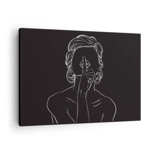 Canvastavla - Bild på duk - Minimalistisk silhuett av en kvinna på svart bakgrund - 70x50cm - Skönhet blommar i tystnad - Modern väggdekoration för vardagsrum och sovrum ARTTOR