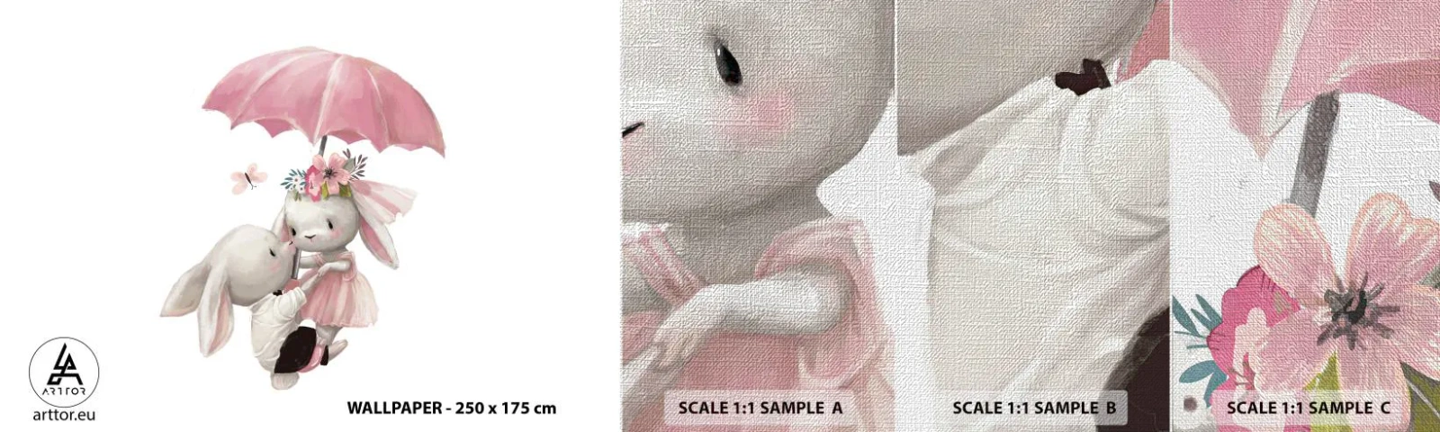 Provbit av fototapet Premium Canvas - Det är just kärlek - För barn, Kaniner, Saga - 100x30 cm