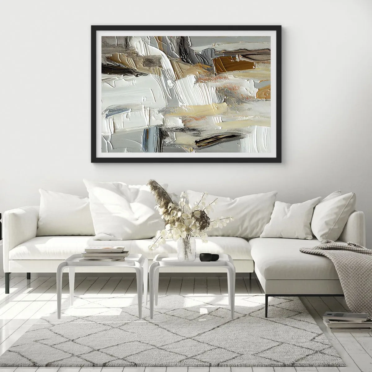 Affisch i svart ram - Färgstarka lager på lager - 50x40 cm