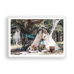 Affisch i vit ram - Make love… - 100x70 cm