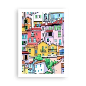 Affisch - Gladlynt stad - 50x70 cm