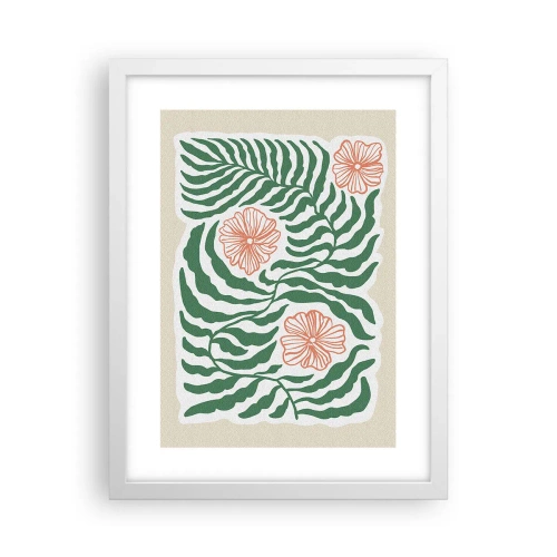 Affisch i vit ram - Blommande i grönt - 30x40 cm