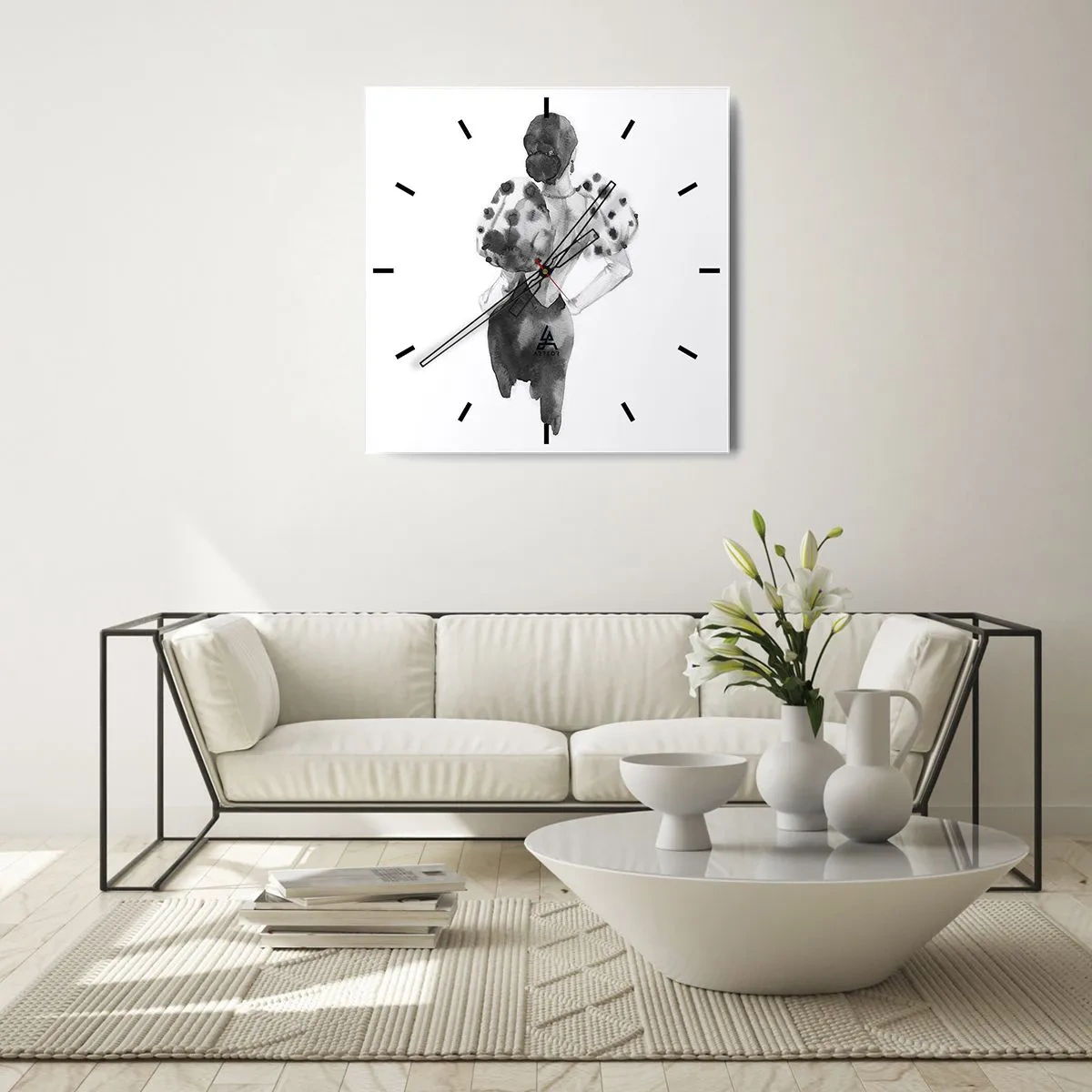 Väggklocka - Klocka på glas - Hon passerade nära mig - 40x40 cm